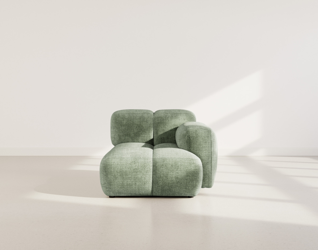 Module d'assise droit en velours texturé Grace