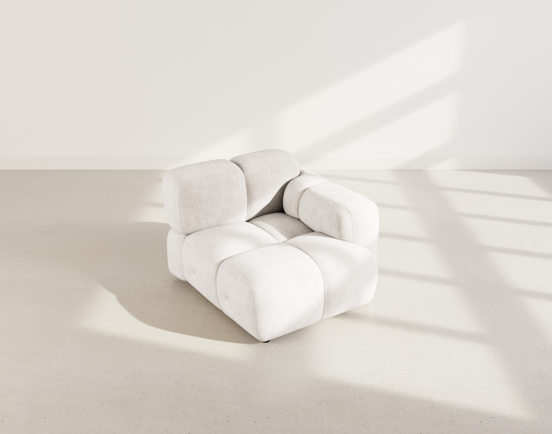 Module d'assise droit en velours texturé Grace