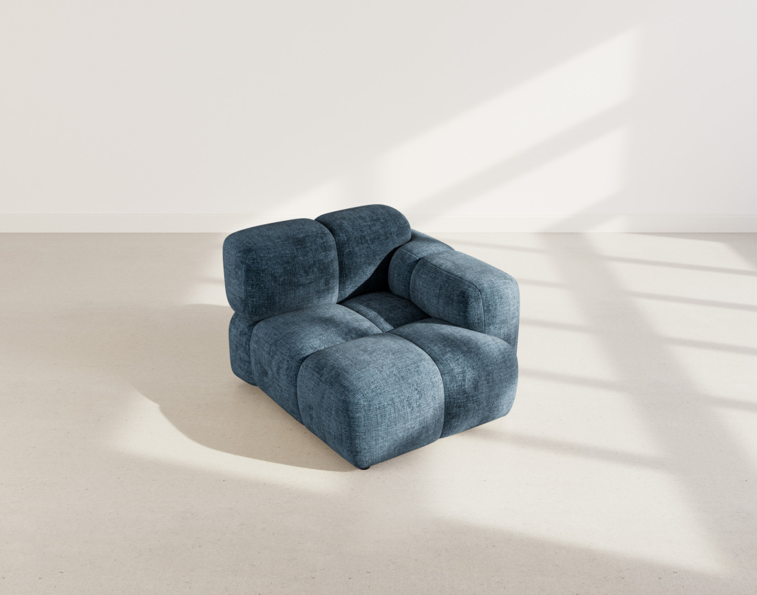 Module d'assise droit en velours texturé Grace