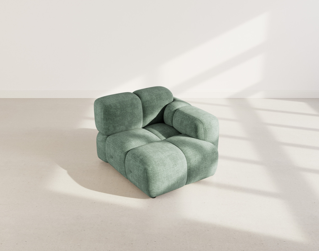 Module d'assise droit en velours texturé Grace