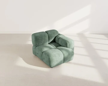 Module d'assise droit en velours texturé Grace