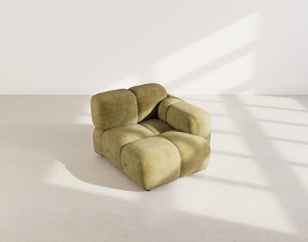 Module d'assise droit en velours texturé Grace