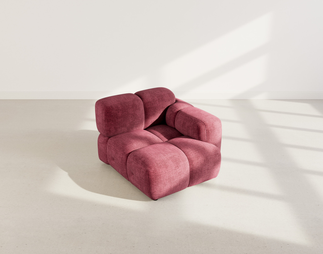 Module d'assise droit en velours texturé Grace