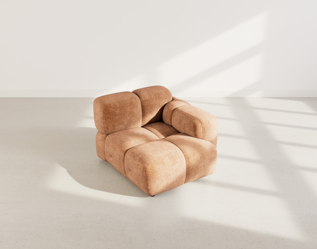 Module d'assise droit en velours texturé Grace