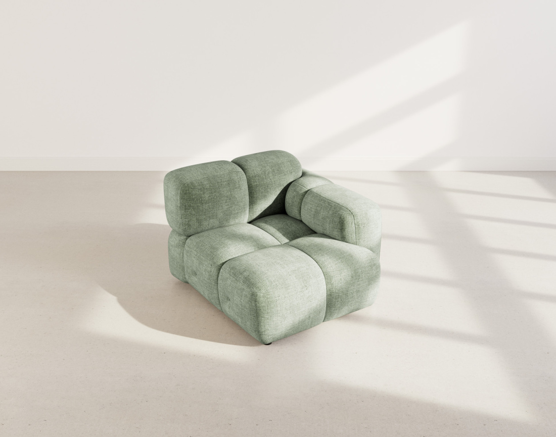 Module d'assise droit en velours texturé Grace