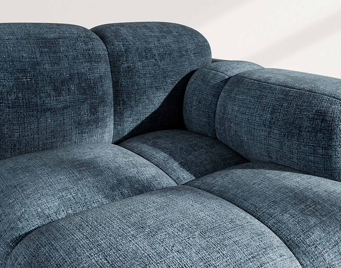 Module d'assise droit en velours texturé Grace