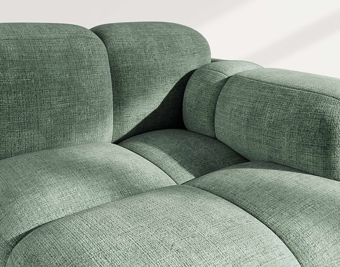 Module d'assise droit en velours texturé Grace