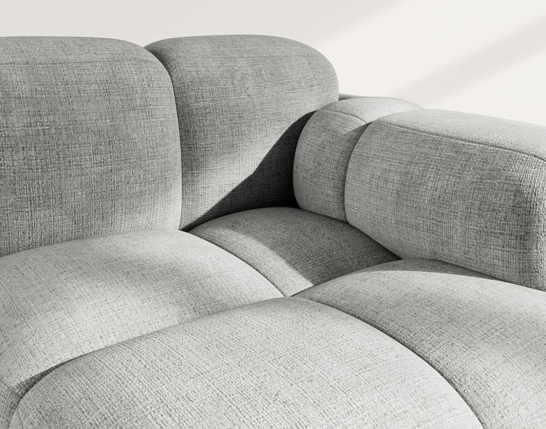 Module d'assise droit en velours texturé Grace