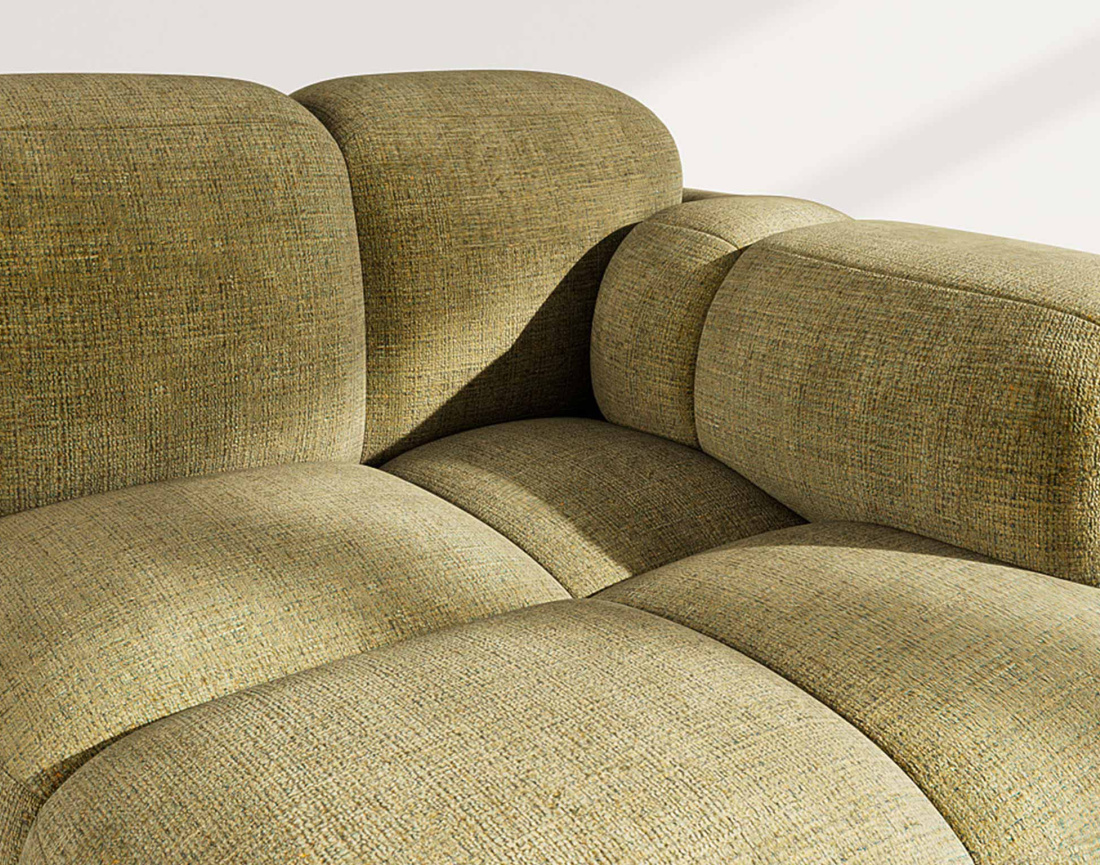 Module d'assise droit en velours texturé Grace