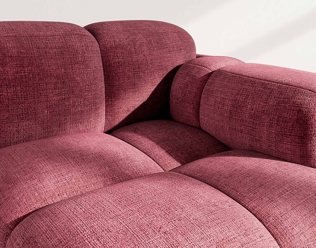 Module d'assise droit en velours texturé Grace