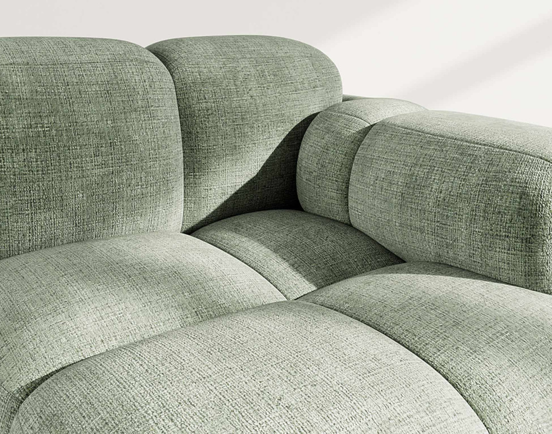 Module d'assise droit en velours texturé Grace