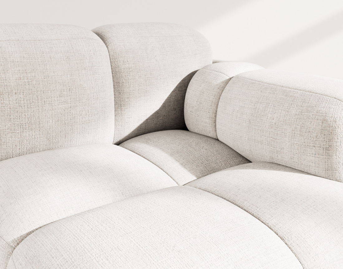 Module d'assise droit en velours texturé Grace