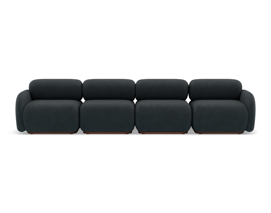 Canapé droit modulable 4 places en velours texturé Penelope