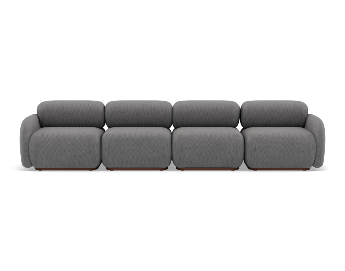 Canapé droit modulable 4 places en velours texturé Penelope