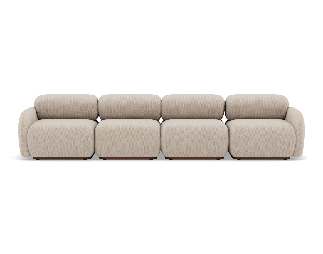 Canapé droit modulable 4 places en velours texturé Penelope