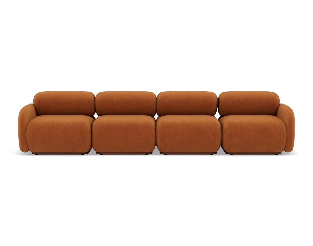 Canapé droit modulable 4 places en velours texturé Penelope