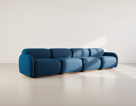 Canapé droit modulable 4 places en velours texturé Penelope