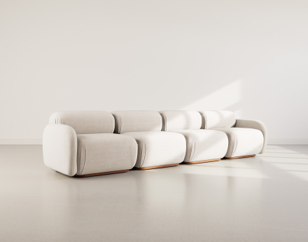 Canapé droit modulable 4 places en velours texturé Penelope