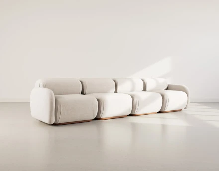 Canapé droit modulable 4 places en velours texturé Penelope