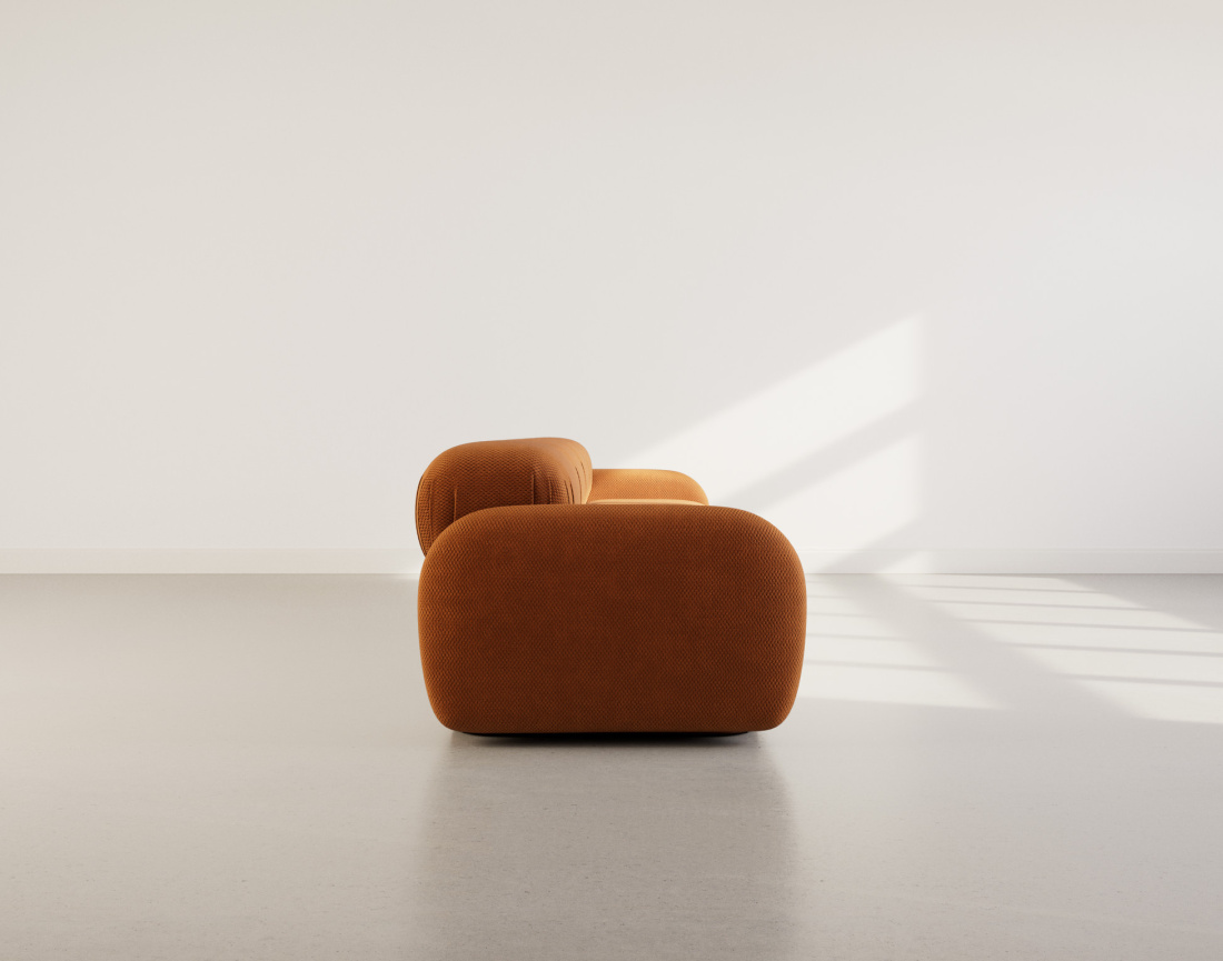 Canapé droit modulable 4 places en velours texturé Penelope