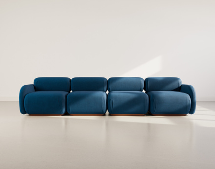 Canapé droit modulable 4 places en velours texturé Penelope