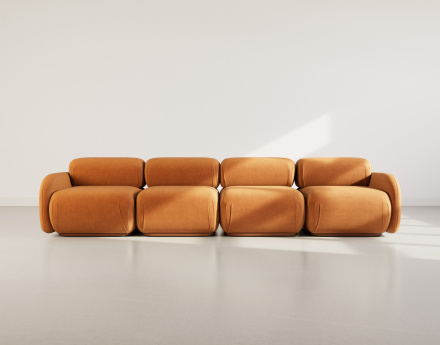 Canapé droit modulable 4 places en velours texturé Penelope