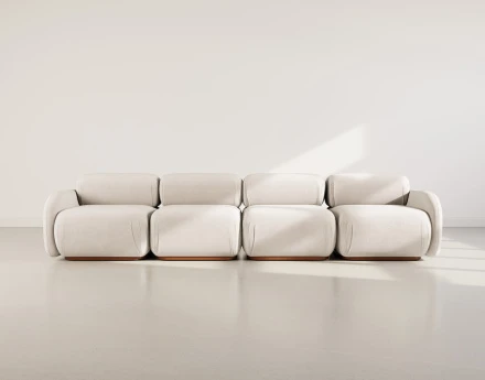 Canapé droit modulable 4 places en velours texturé Penelope