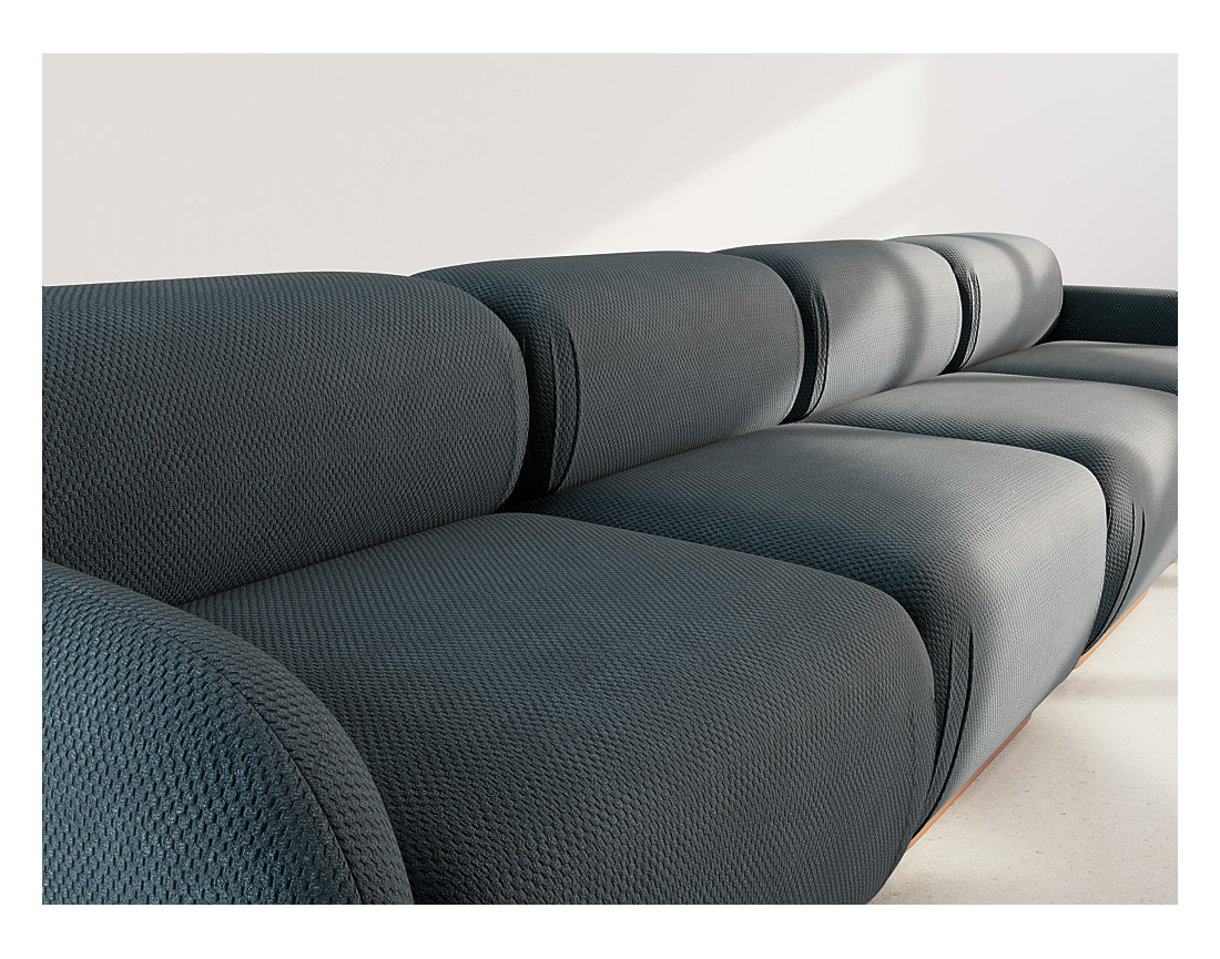 Canapé droit modulable 4 places en velours texturé Penelope