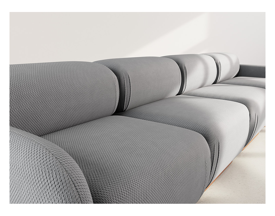 Canapé droit modulable 4 places en velours texturé Penelope