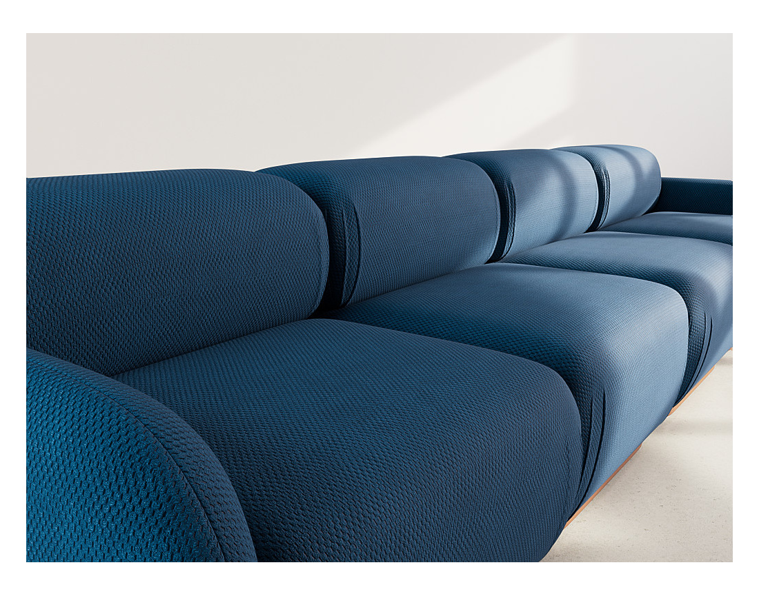 Canapé droit modulable 4 places en velours texturé Penelope