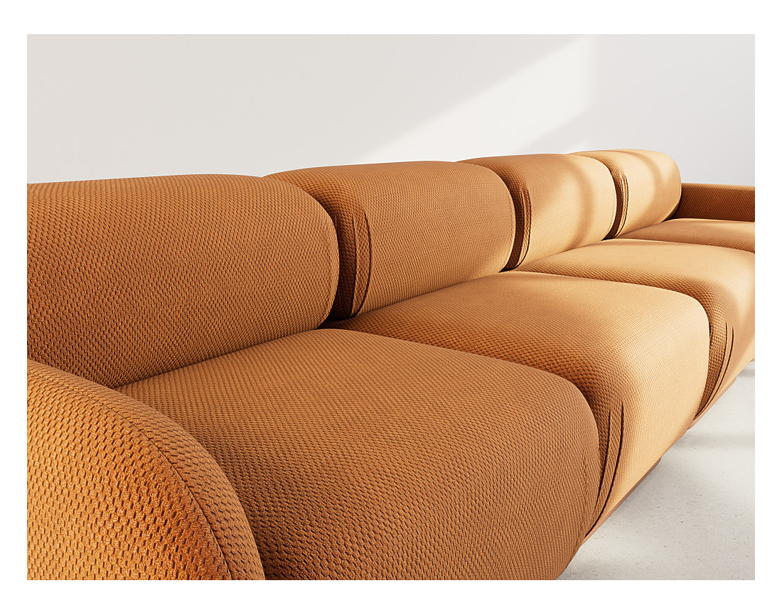 Canapé droit modulable 4 places en velours texturé Penelope