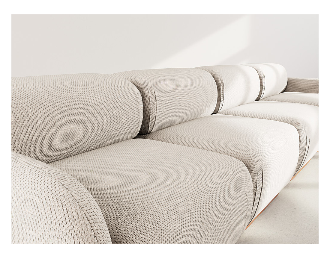 Canapé droit modulable 4 places en velours texturé Penelope