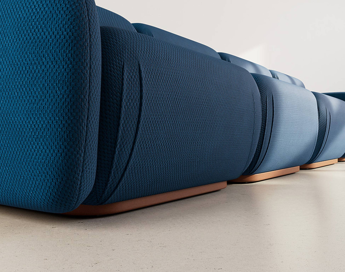 Canapé droit modulable 4 places en velours texturé Penelope