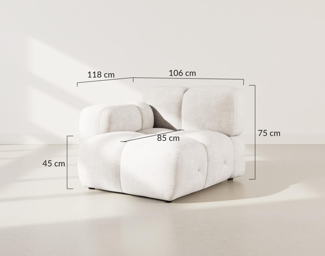 Module d'assise gauche en velours texturé Grace