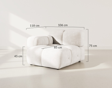 Module d'assise gauche en velours texturé Grace