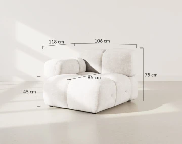 Module d'assise gauche en velours texturé Grace