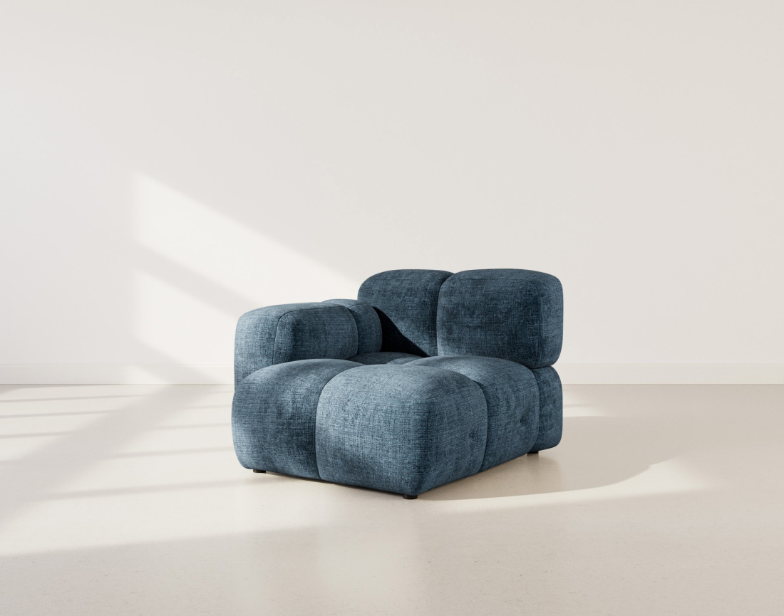 Module d'assise gauche en velours texturé Grace