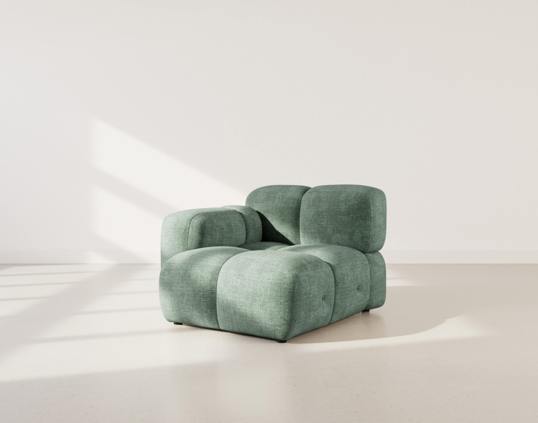 Module d'assise gauche en velours texturé Grace