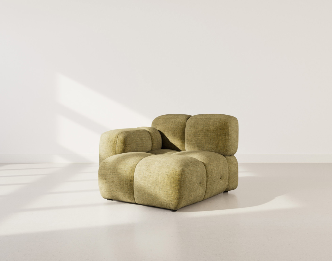 Module d'assise gauche en velours texturé Grace