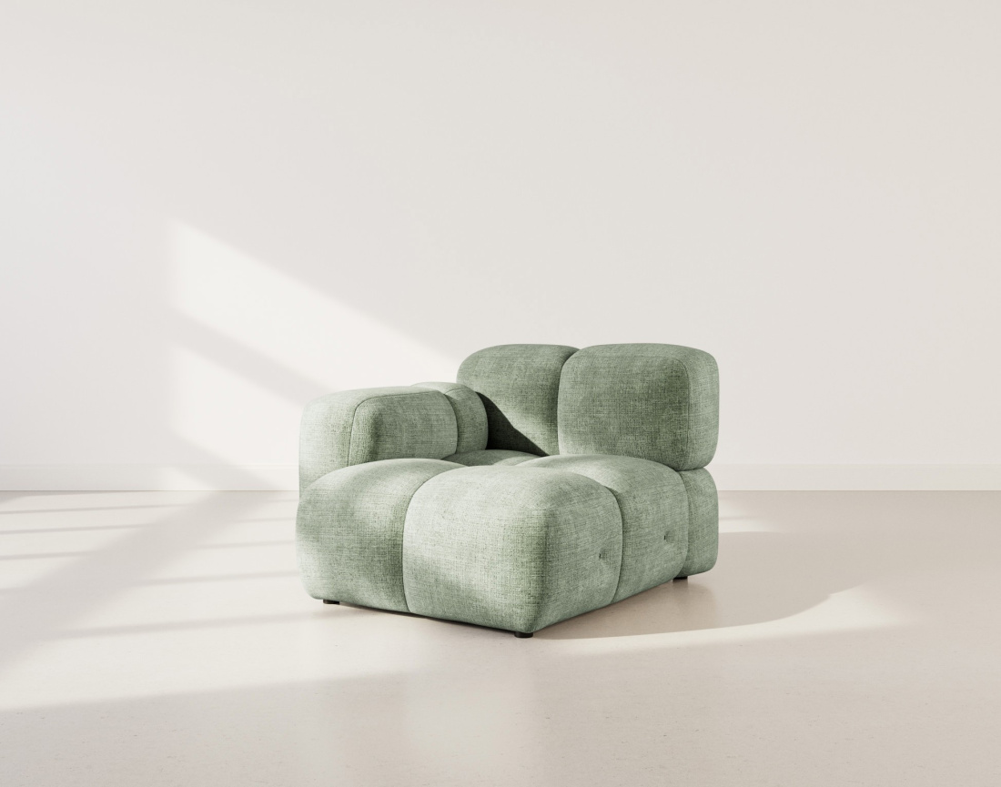 Module d'assise gauche en velours texturé Grace