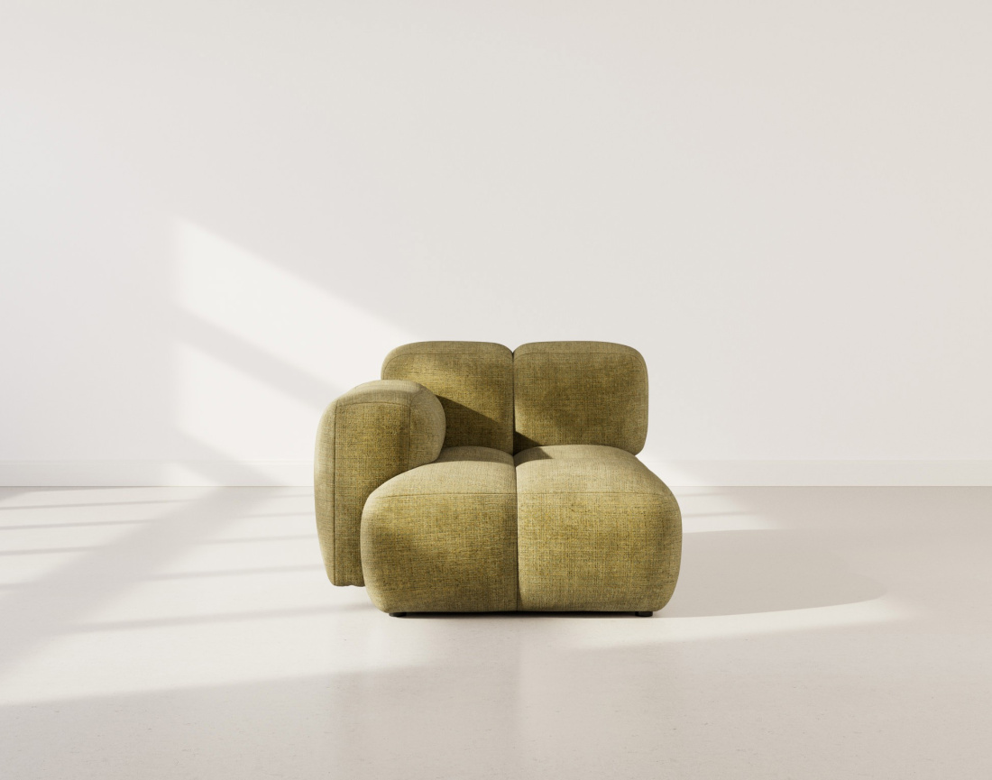 Module d'assise gauche en velours texturé Grace