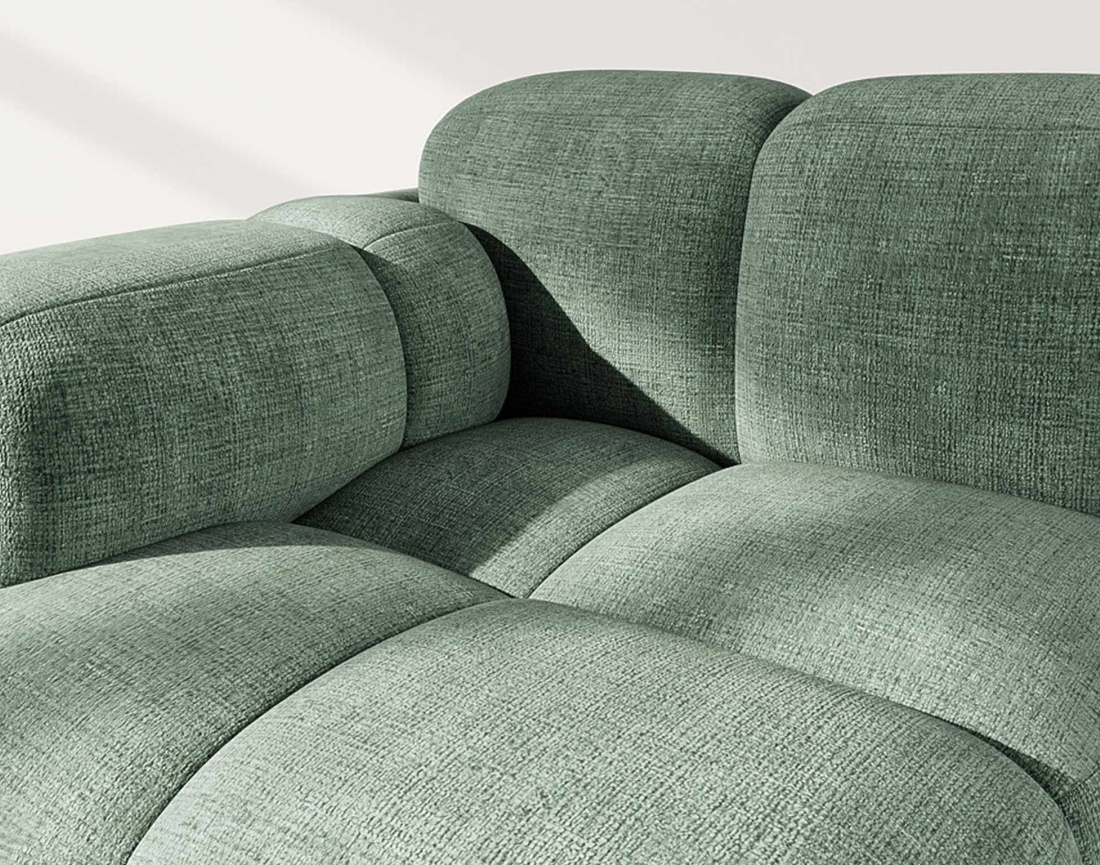 Module d'assise gauche en velours texturé Grace