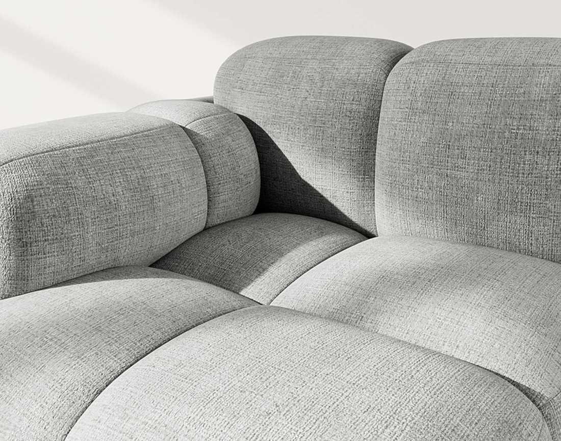 Module d'assise gauche en velours texturé Grace