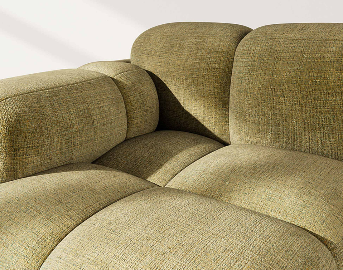 Module d'assise gauche en velours texturé Grace