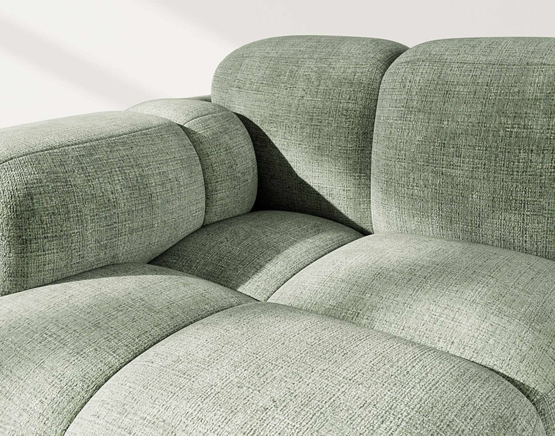 Module d'assise gauche en velours texturé Grace