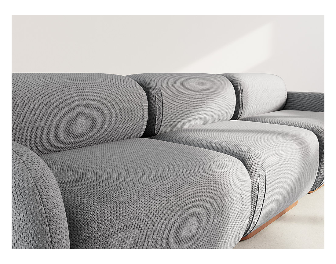 Canapé droit modulable 3 places en velours texturé Penelope