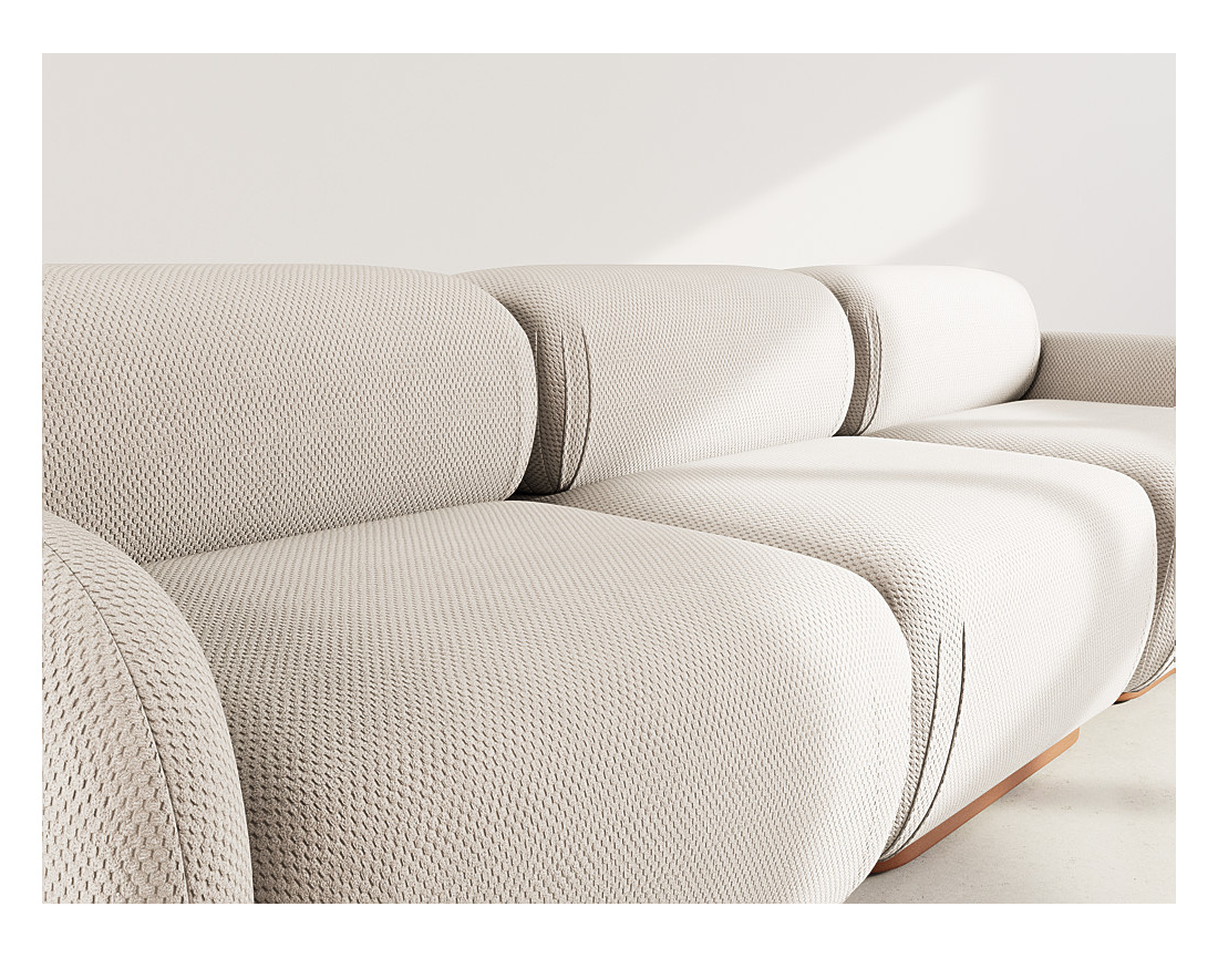 Canapé droit modulable 3 places en velours texturé Penelope