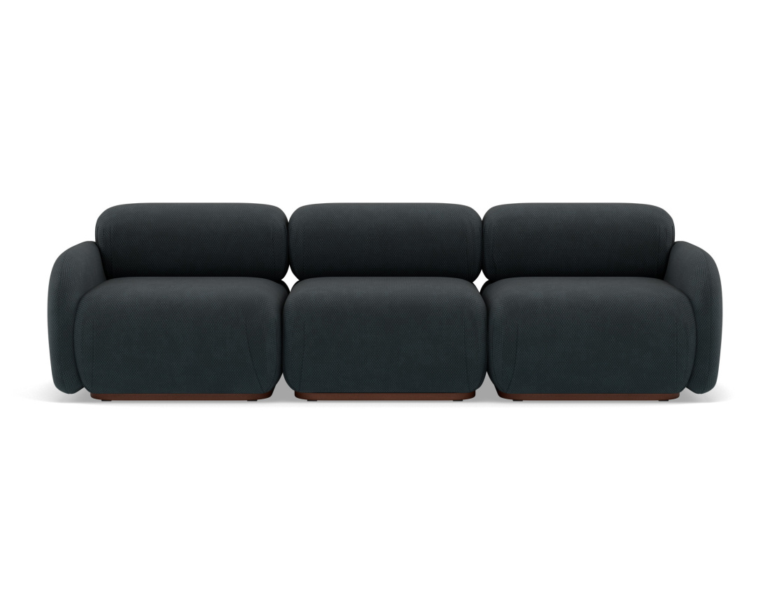 Canapé droit modulable 3 places en velours texturé Penelope