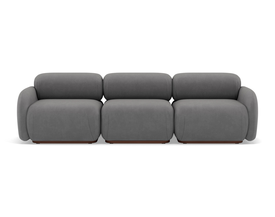 Canapé droit modulable 3 places en velours texturé Penelope