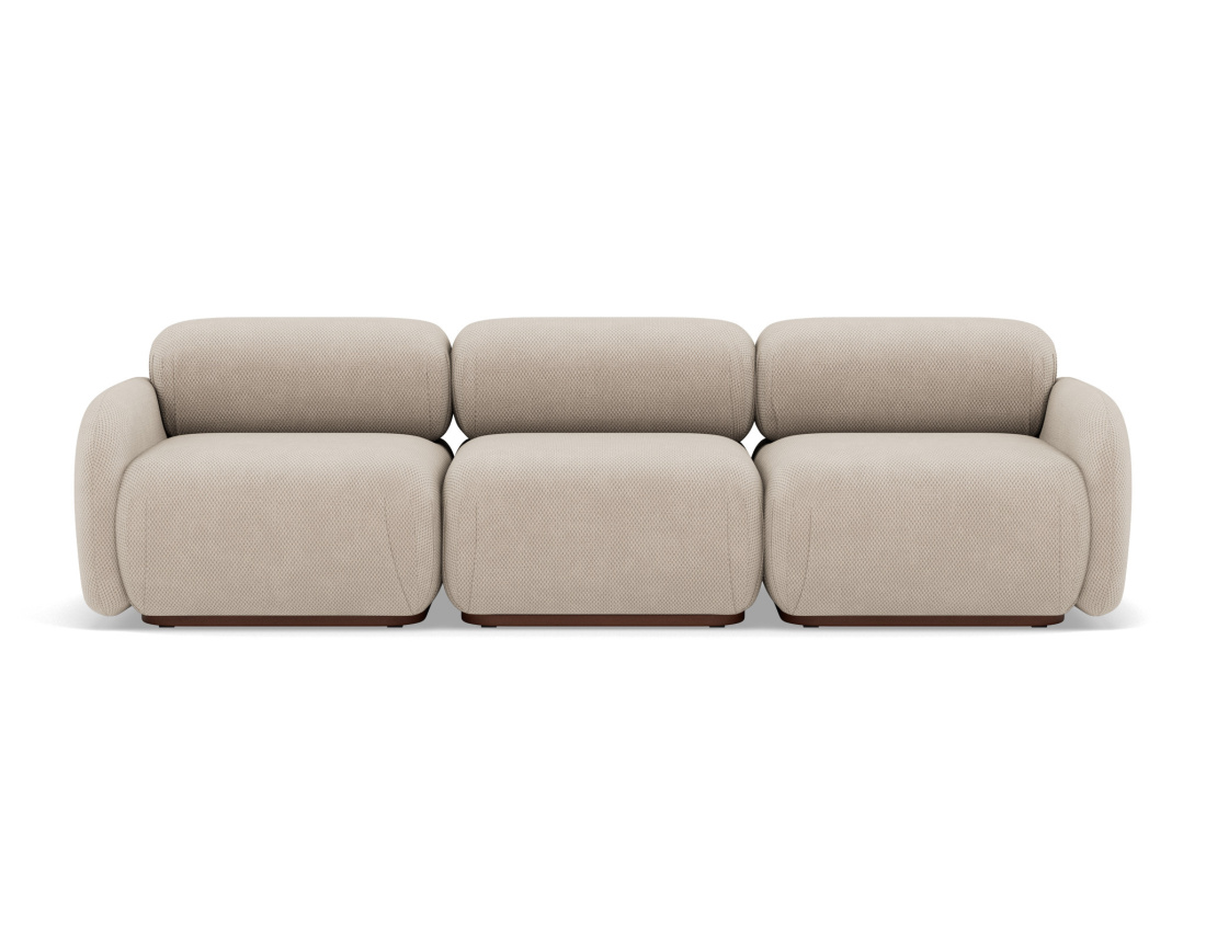 Canapé droit modulable 3 places en velours texturé Penelope